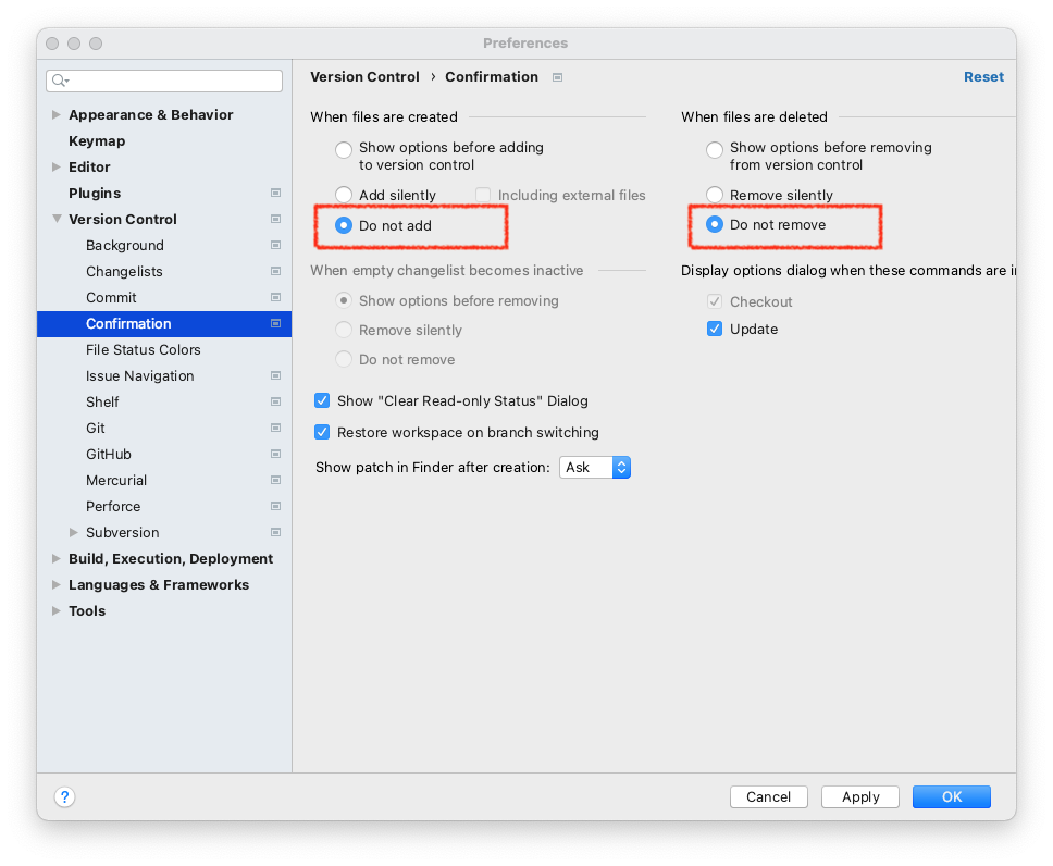 905 turn off intellij auto adding to vcs git