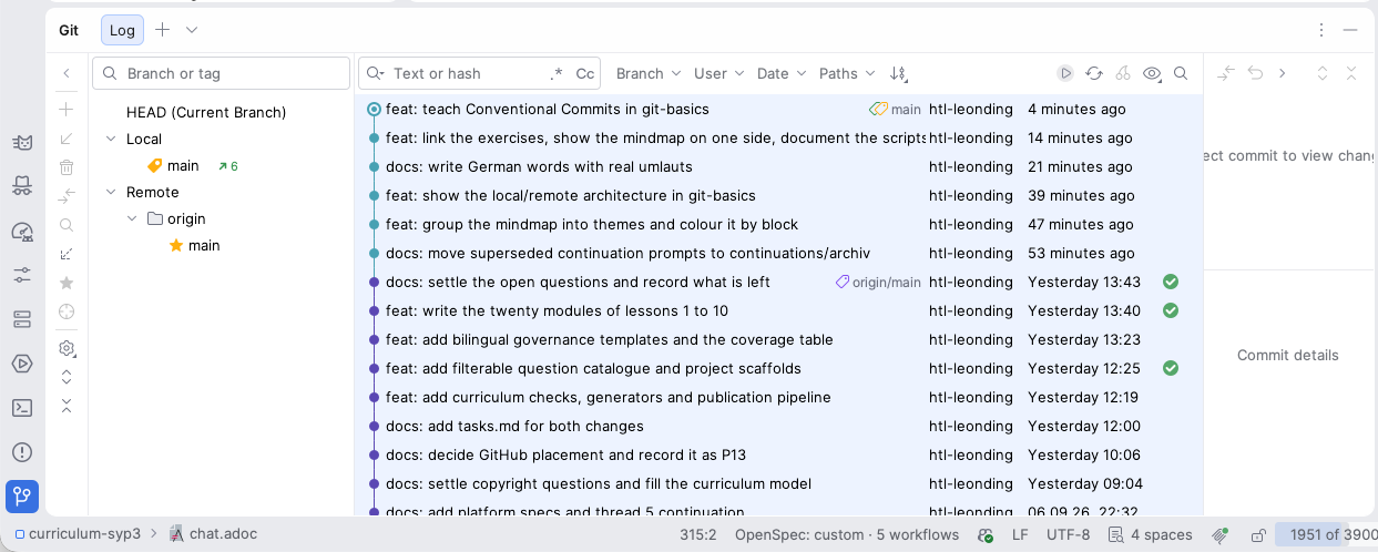 Git log in IntelliJ