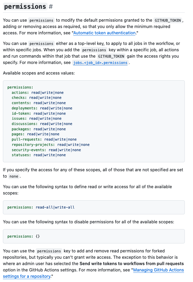 gh token permissions 1