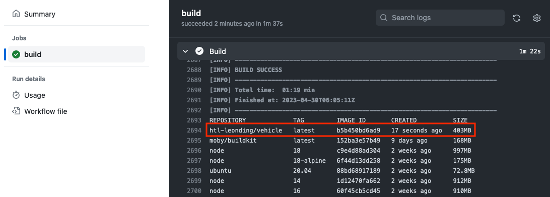 gh workflow 004 docker images