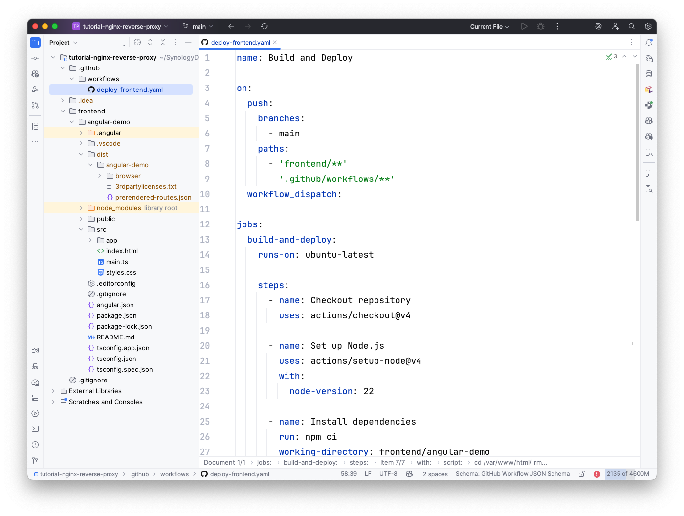 ci deploy frontend yaml