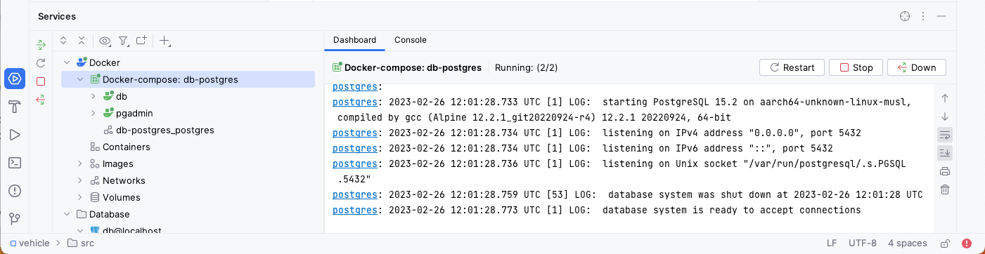 database services postgres docker compose