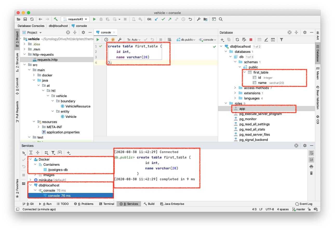 jpa intellij create table