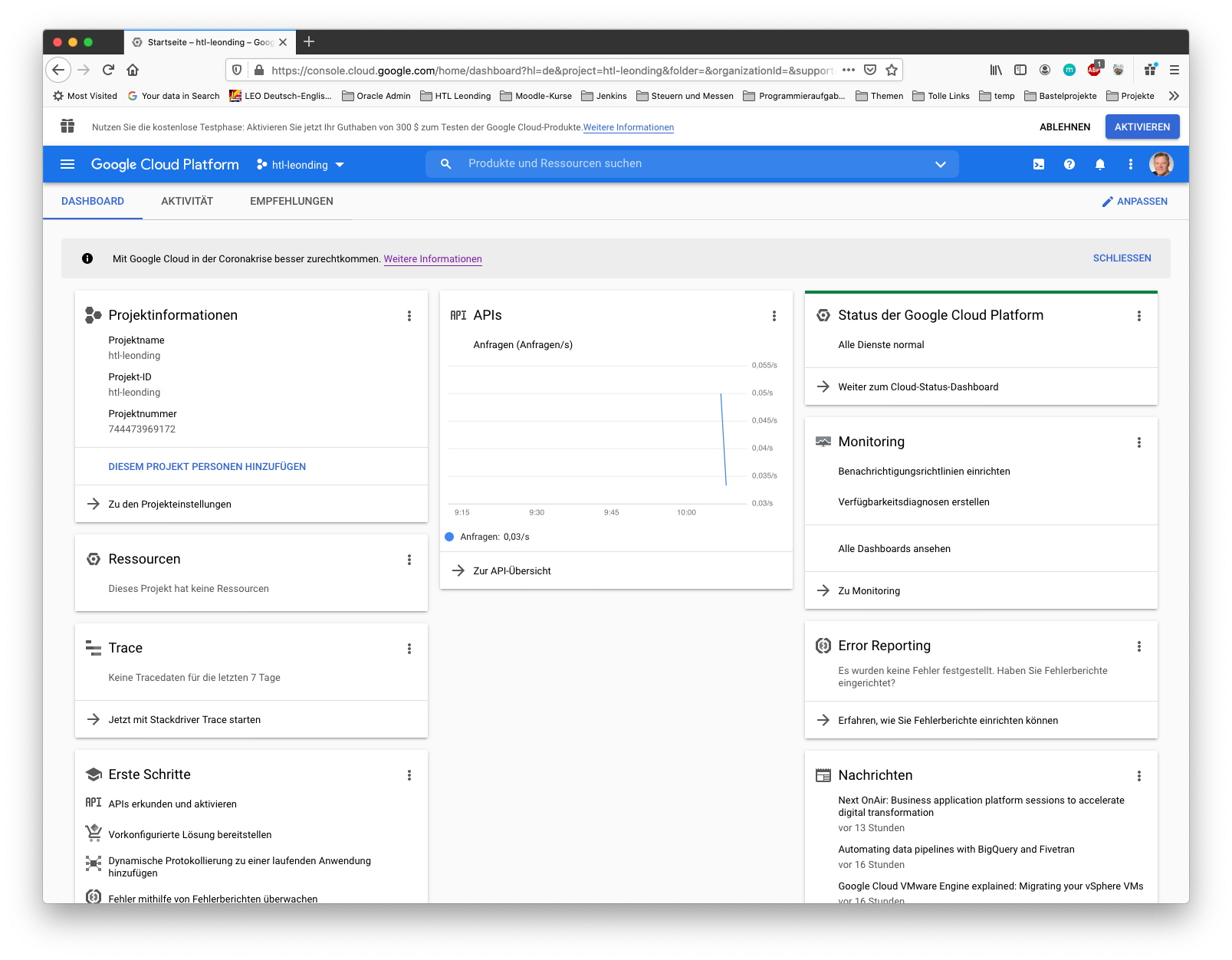 k8s google project dashboard